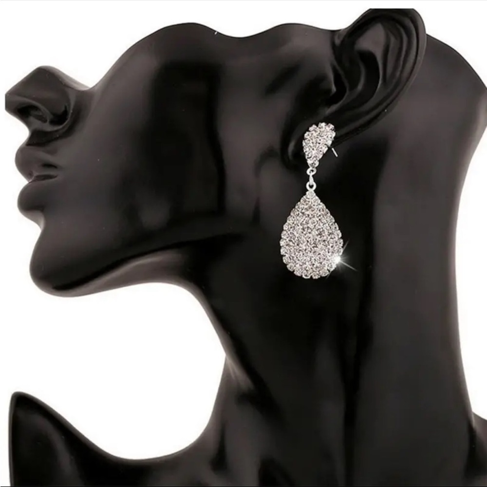 Rhinestone Chandelier Silver Drop Earrings Bridal Wedding New